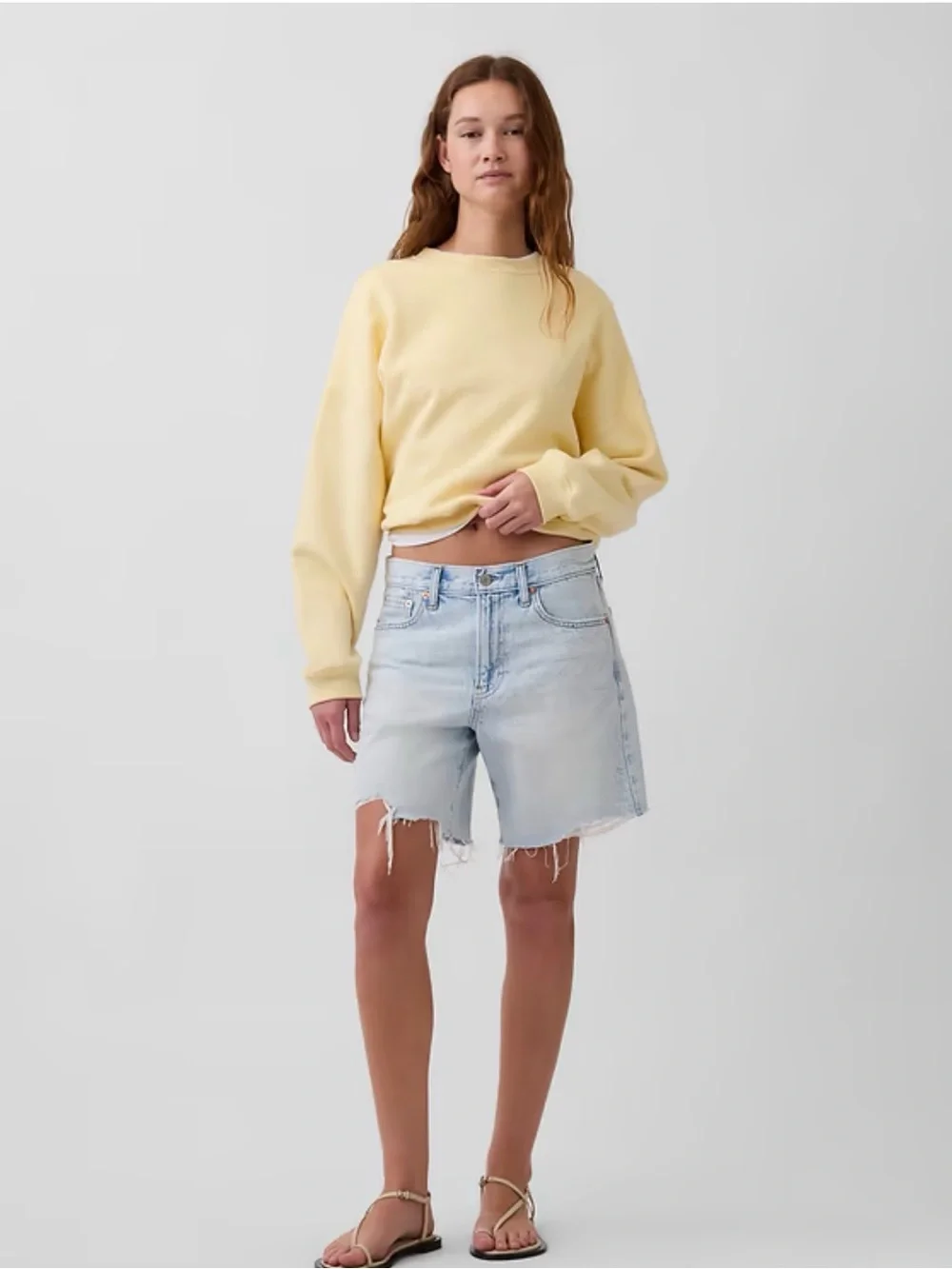 NWT - Gap Mid Rise Loose Denim Bermuda Shorts in Light Wash